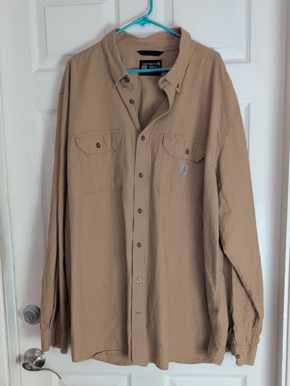 Carhartt LOOSE FIT MIDWEIGHT CHAMBRAY LONG-SLEEVE SHIRT 3XL Tall Cotton
